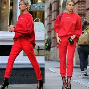 DANIELLE GUIZIO DG Cherry Red Sweatpants High Rise Joggers S